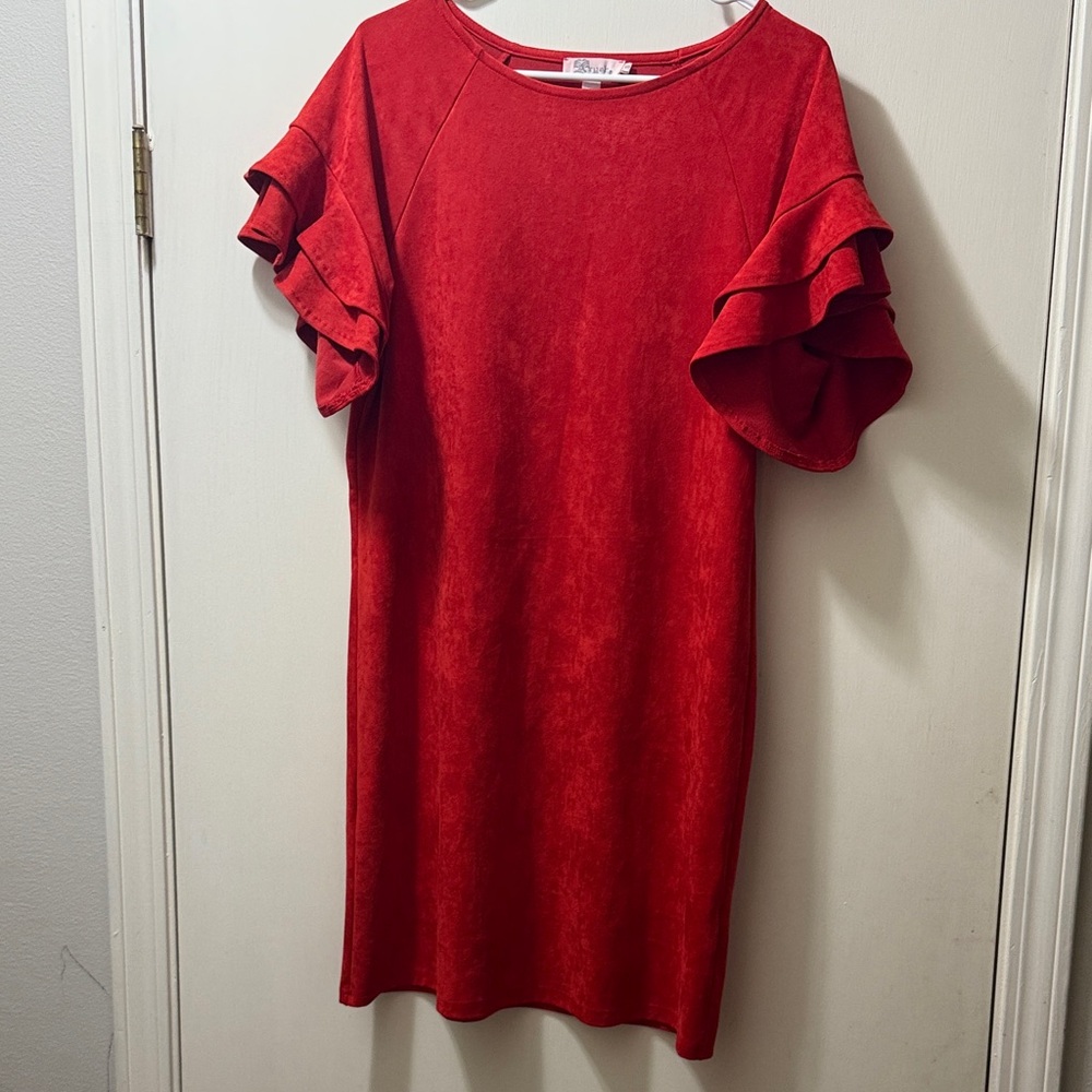 Aryeh Red Mini Dress with Ruffle Sleeves